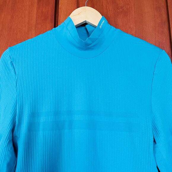Salomon Essential Warm Top Base Layer Mock Neck Long Sleeve Blue Size Large NEW - Picture 3 of 10